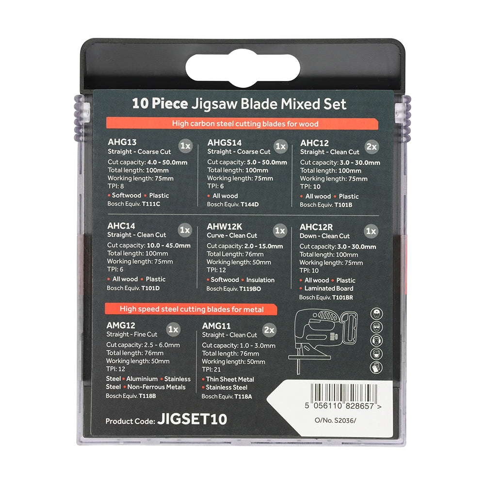 Mixed Jigsaw Set - Wood & Metal Cutting - High Carbon Steel & HSS Blades | Case | Pack of 10 additional image 3