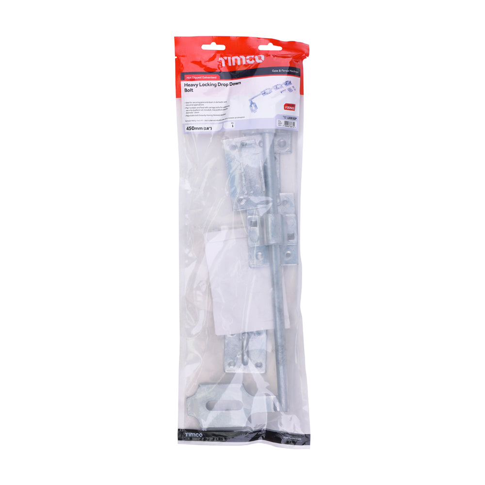 Heavy Locking Drop Down Bolt - Hot Dipped Galvanised | 18" | Bag | 1 Each | LDDB18GP additional image 2