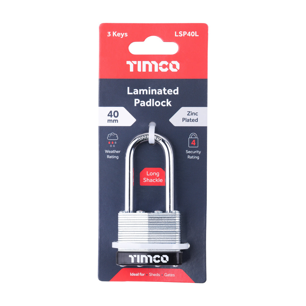 Laminated Padlock Long Shackle | 40mm additional image 2