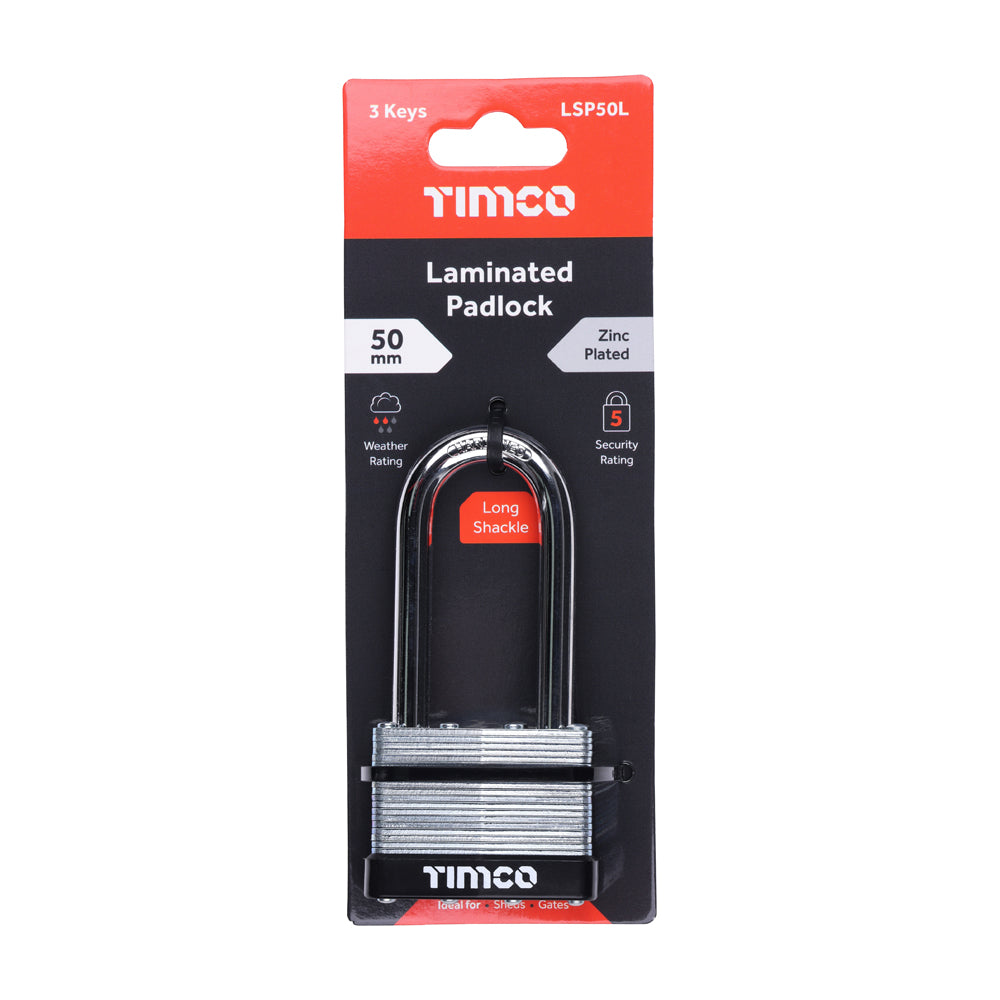 Laminated Padlock Long Shackle | 50mm additional image 2