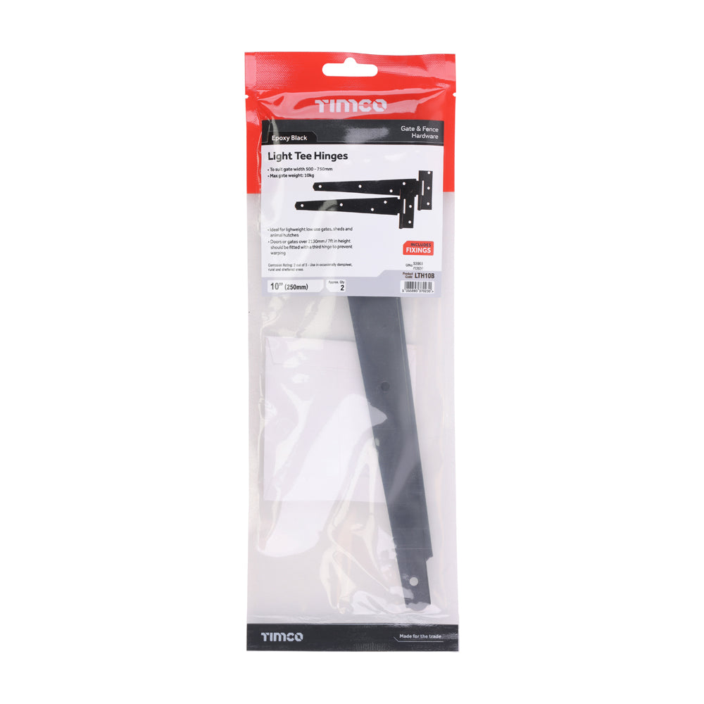 Pair of Light Tee Hinges - Black | 10" | Bag | 1 Pairs | LTH10B additional image 2