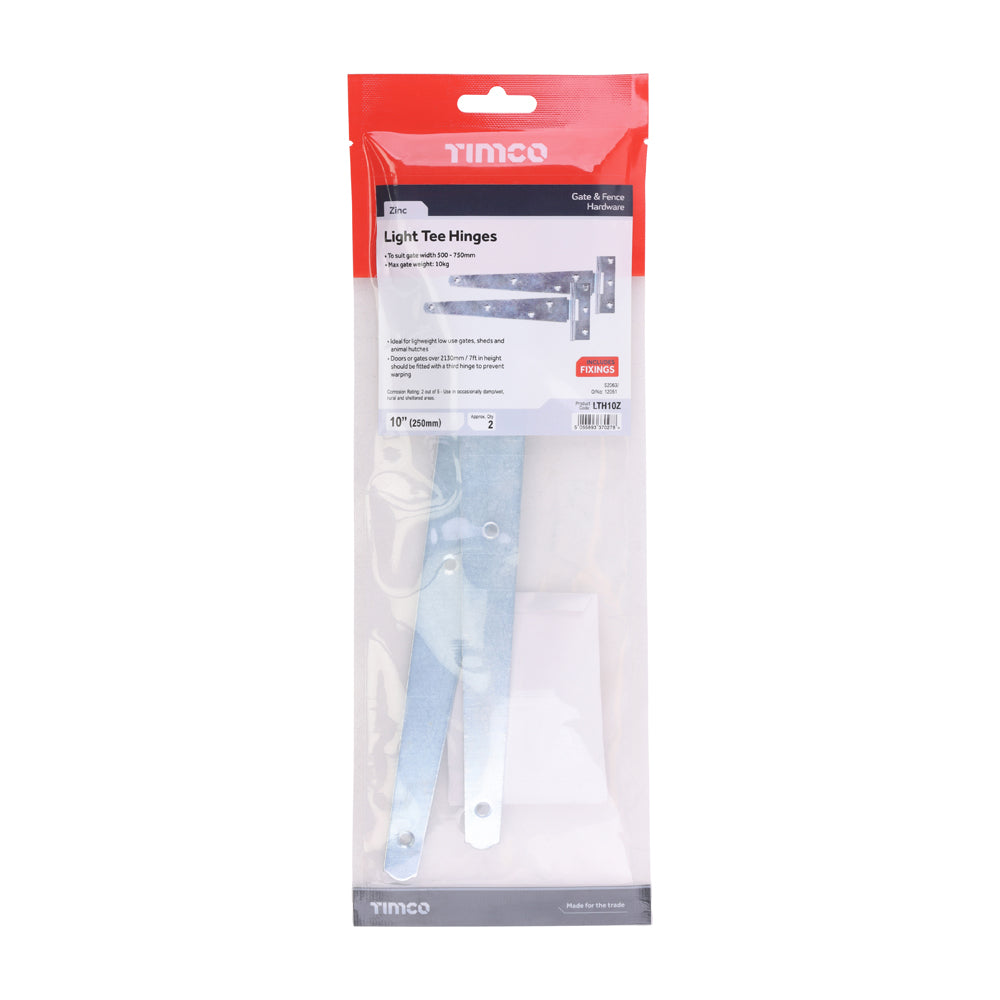 Pair of Light Tee Hinges - Zinc | 10" | Bag | 1 Pairs | LTH10Z additional image 2