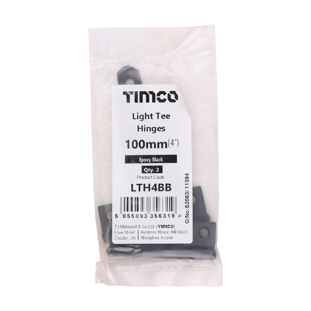 Pair of Light Tee Hinges - Black | 4" | Bag additional image 2