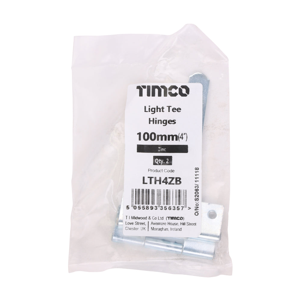 Pair of Light Tee Hinges - Zinc | 4" | Bag additional image 2