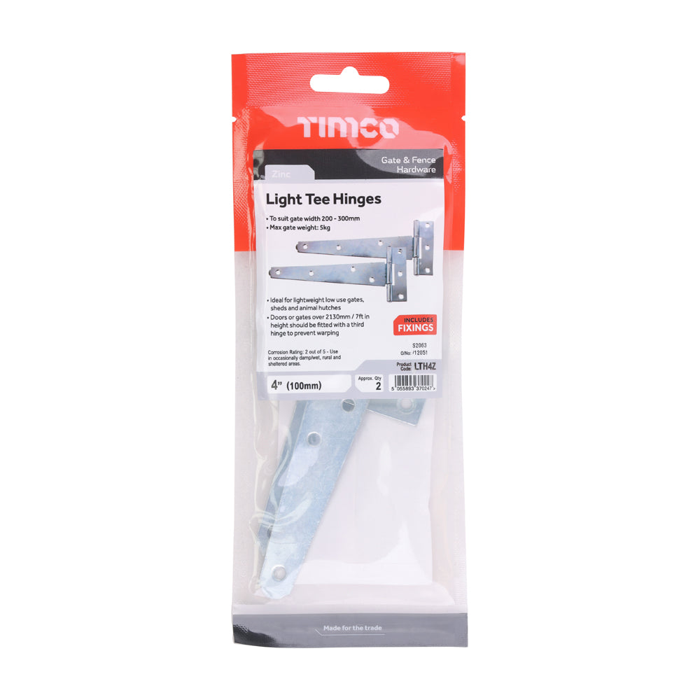 Pair of Light Tee Hinges - Zinc | 4" | Pair additional image 2