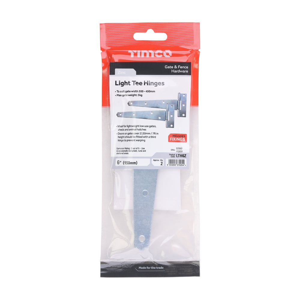 Pair of Light Tee Hinges - Zinc | 6" | Pair additional image 2