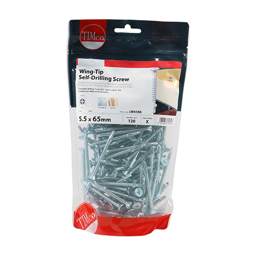 Metal Construction Timber to Light Section Screws - Countersunk - Wing-Tip - Self-Drilling - Zinc | 5.5 x 65 additional image 2