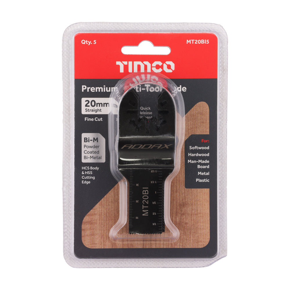 Premium Multi-Tool Blades - Straight - For Wood/Metal - 5pcs | 20mm additional image 2