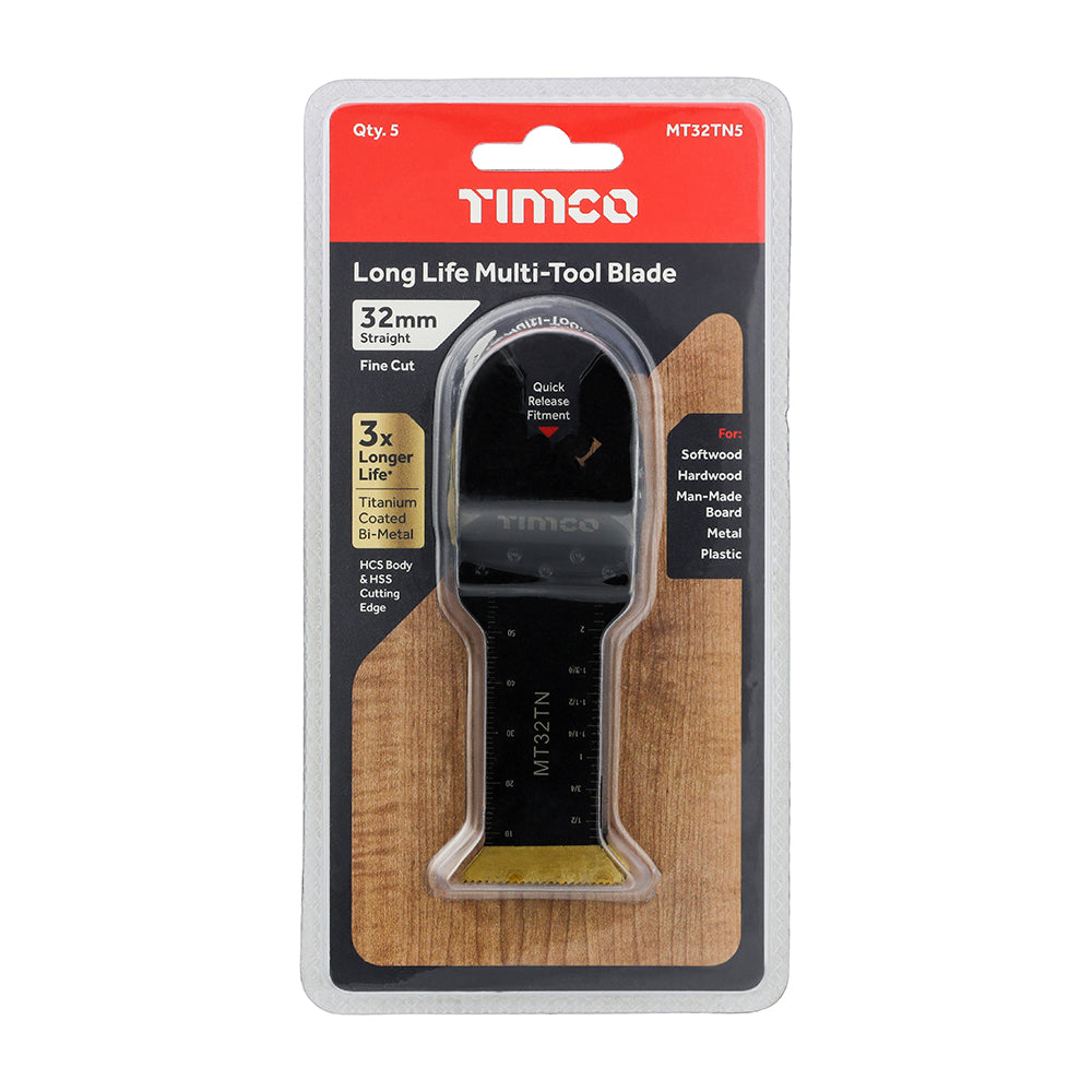 Long Life Multi-Tool Blades - Straight - For Wood/Metal - 5pcs | 32mm additional image 2