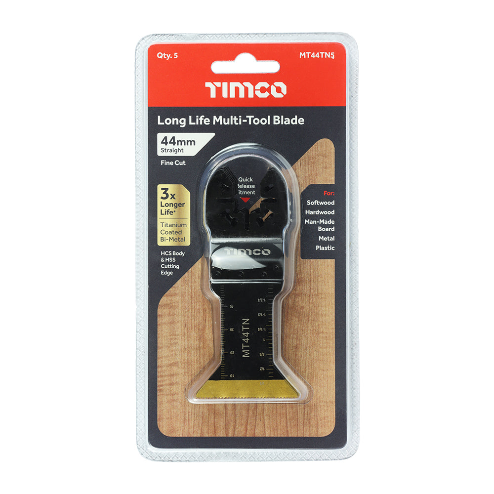 Long Life Multi-Tool Blades - Straight - For Wood/Metal - 5pcs | 44mm additional image 2