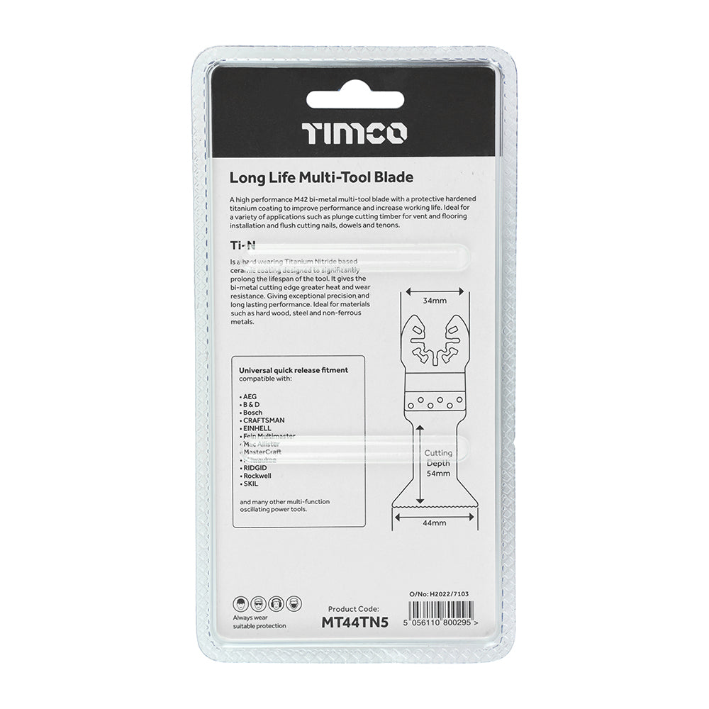 Long Life Multi-Tool Blades - Straight - For Wood/Metal - 5pcs | 44mm additional image 3