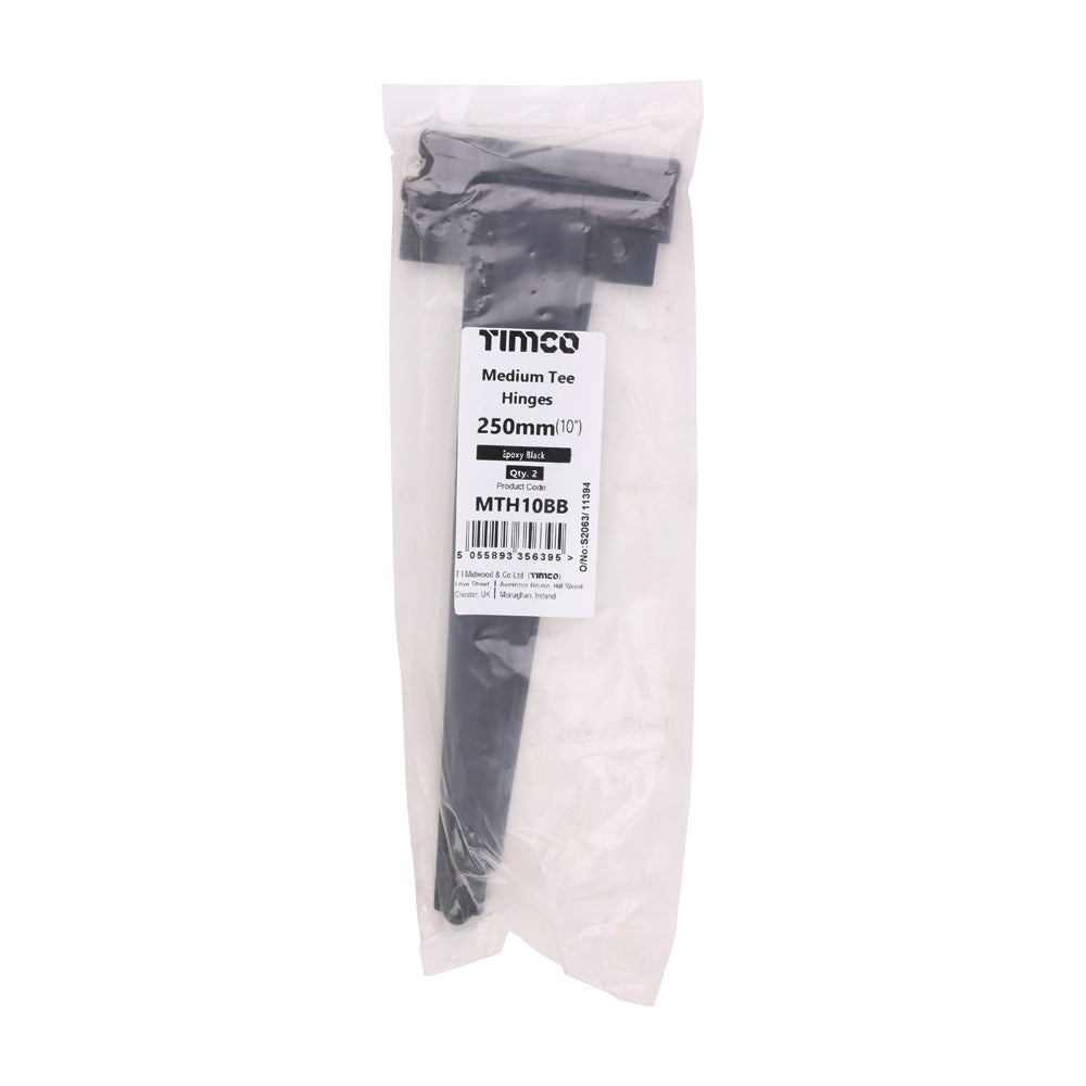 Pair of Medium Tee Hinges - Black | 10" | Bag | 1 Pairs | MTH10BB additional image 2