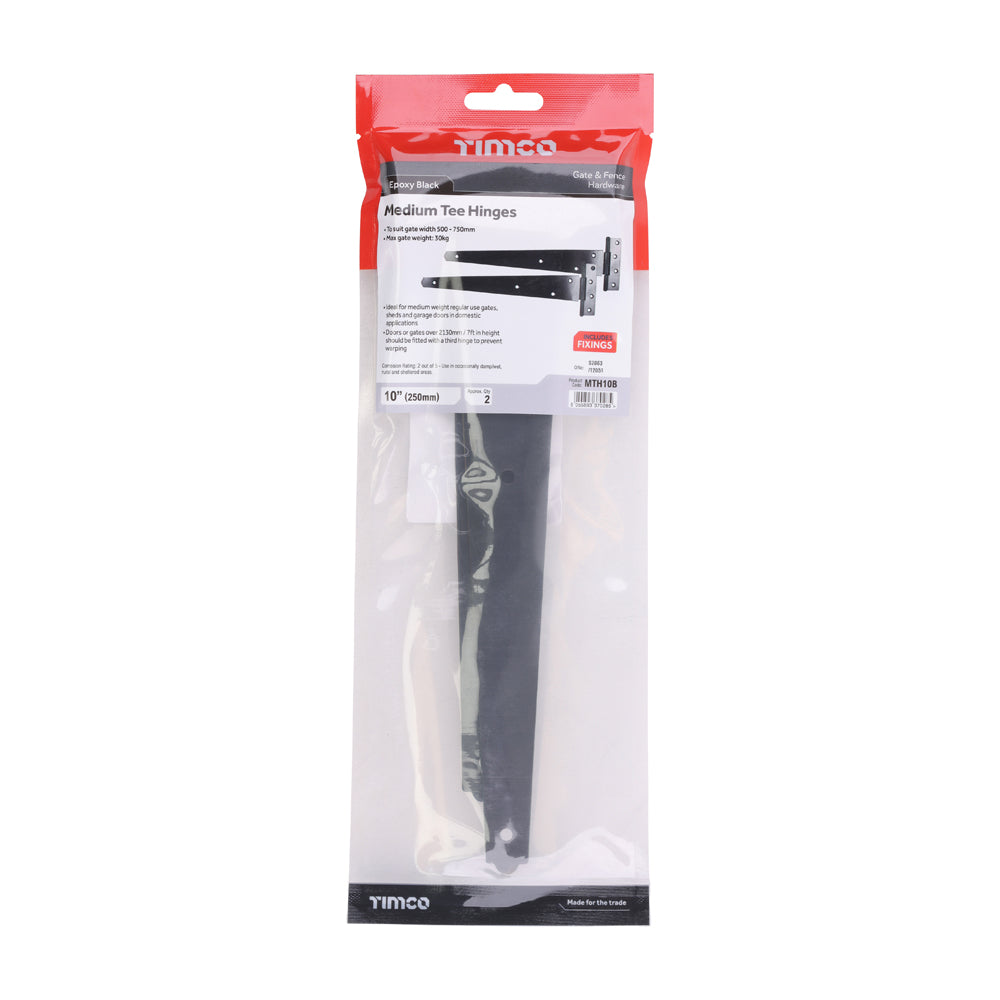 Pair of Medium Tee Hinges - Black | 10" | Bag | 1 Pairs | MTH10B additional image 2