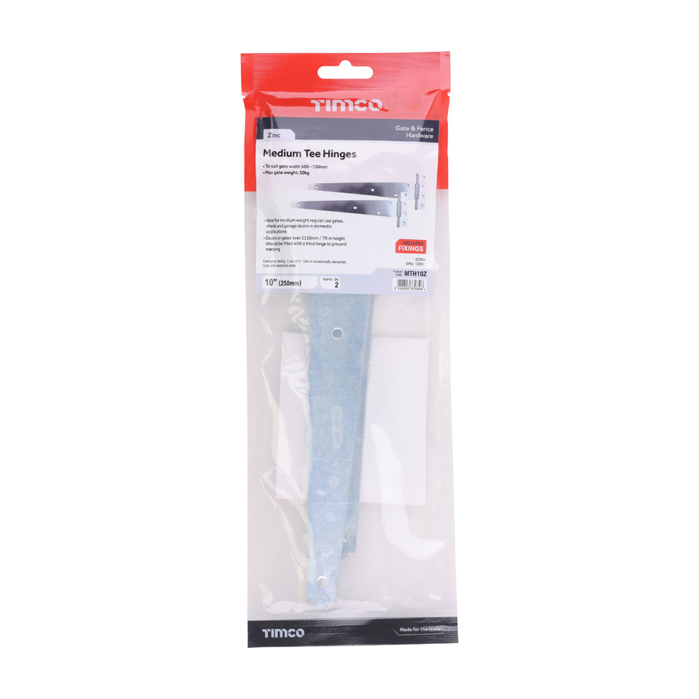 Pair of Medium Tee Hinges - Zinc | 10" | Bag | 1 Pairs | MTH10Z additional image 2