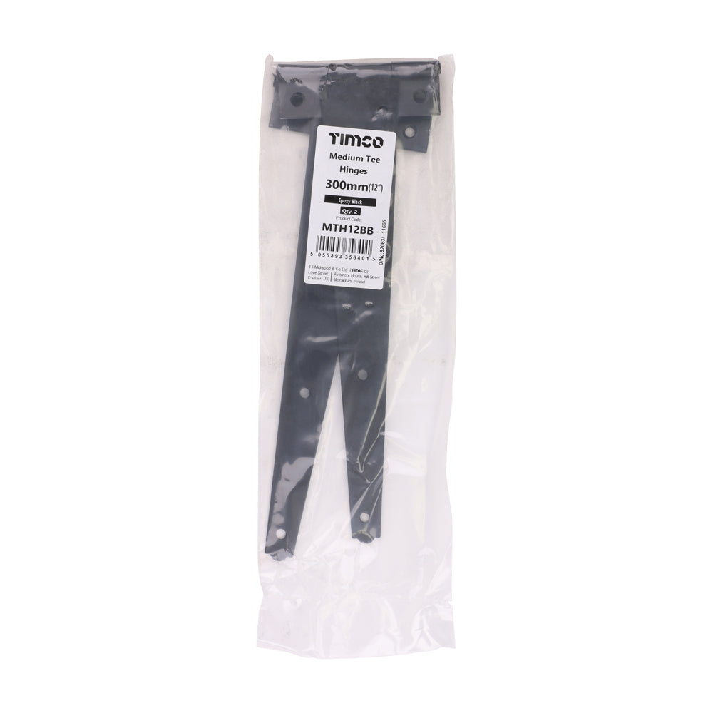 Pair of Medium Tee Hinges - Black | 12" | Bag | 1 Pairs | MTH12BB additional image 2