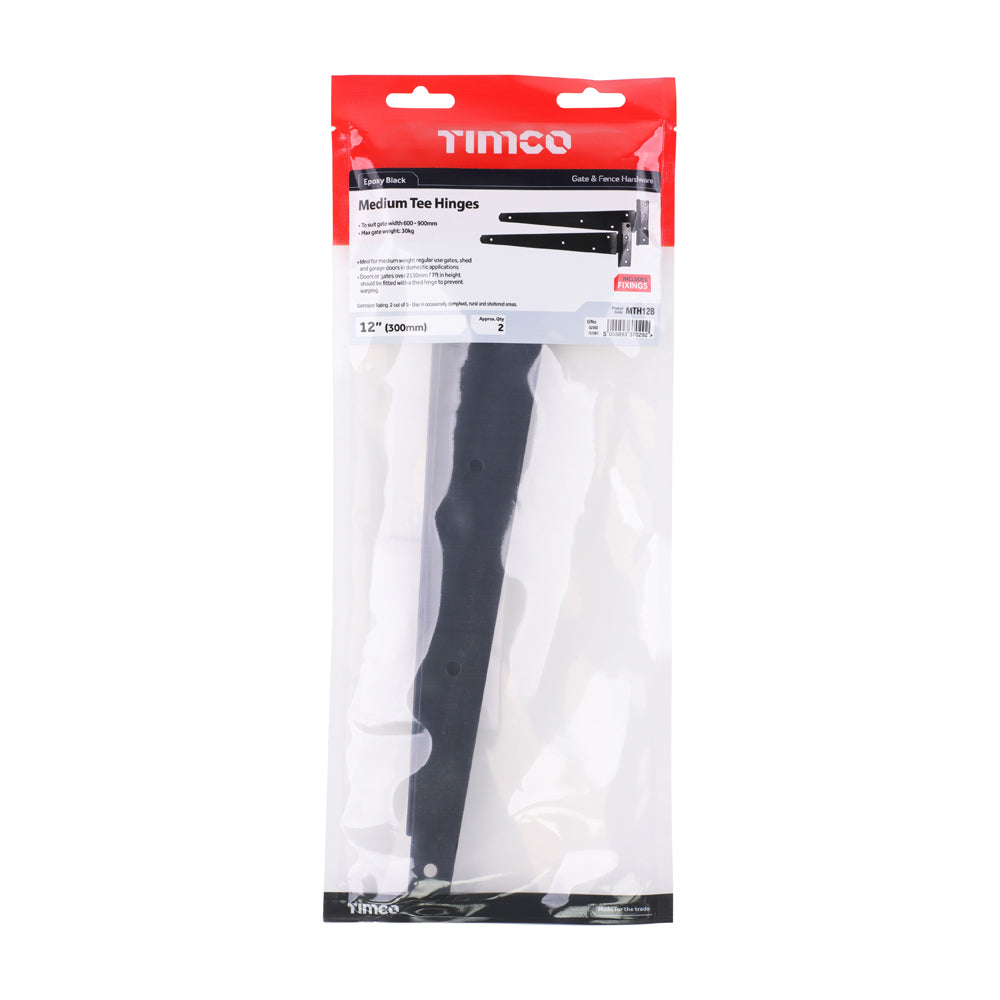 Pair of Medium Tee Hinges - Black | 12" | Bag | 1 Pairs | MTH12B additional image 2