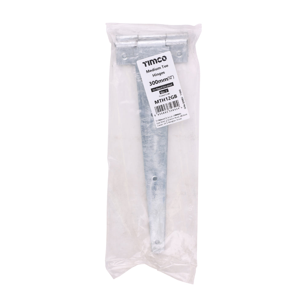 Pair of Medium Tee Hinges - Hot Dipped Galvanised | 12" | Bag | 1 Pairs | MTH12GB additional image 2