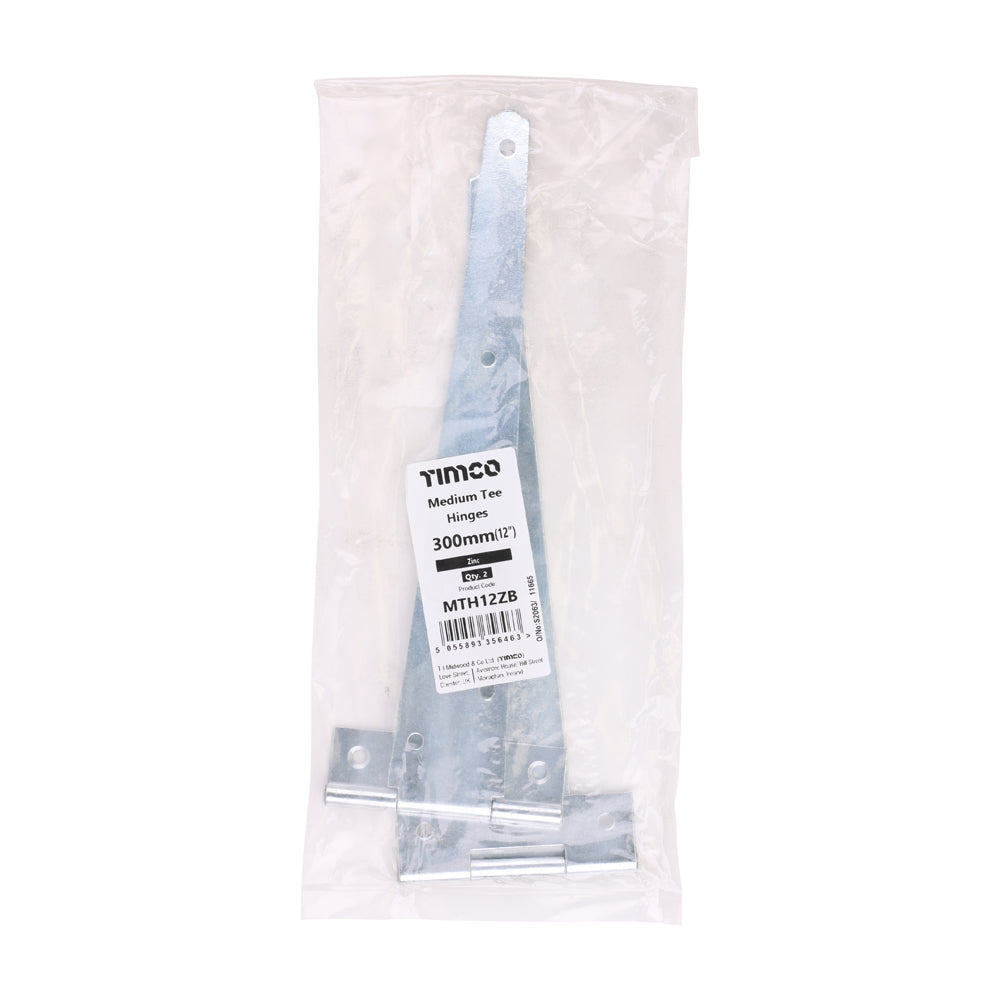 Pair of Medium Tee Hinges - Zinc | 12" | Bag | 1 Pairs | MTH12ZB additional image 2