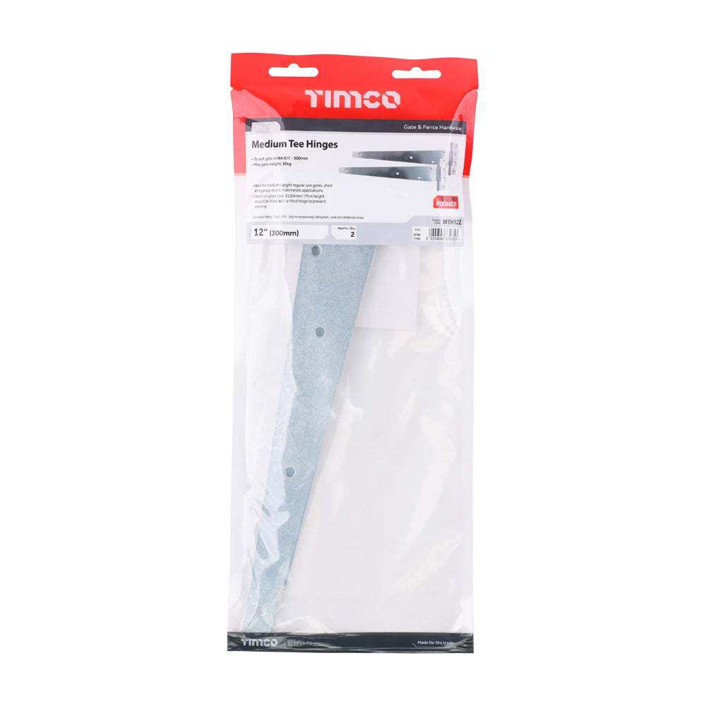 Pair of Medium Tee Hinges - Zinc | 12" | Bag | 1 Pairs | MTH12Z additional image 2