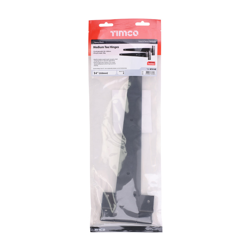 Pair of Medium Tee Hinges - Black | 14" | Bag | 1 Pairs | MTH14B additional image 2