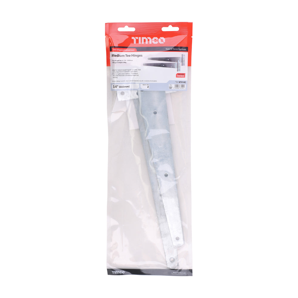 Pair of Medium Tee Hinges - Hot Dipped Galvanised | 14" | Bag | 1 Pairs | MTH14G additional image 2