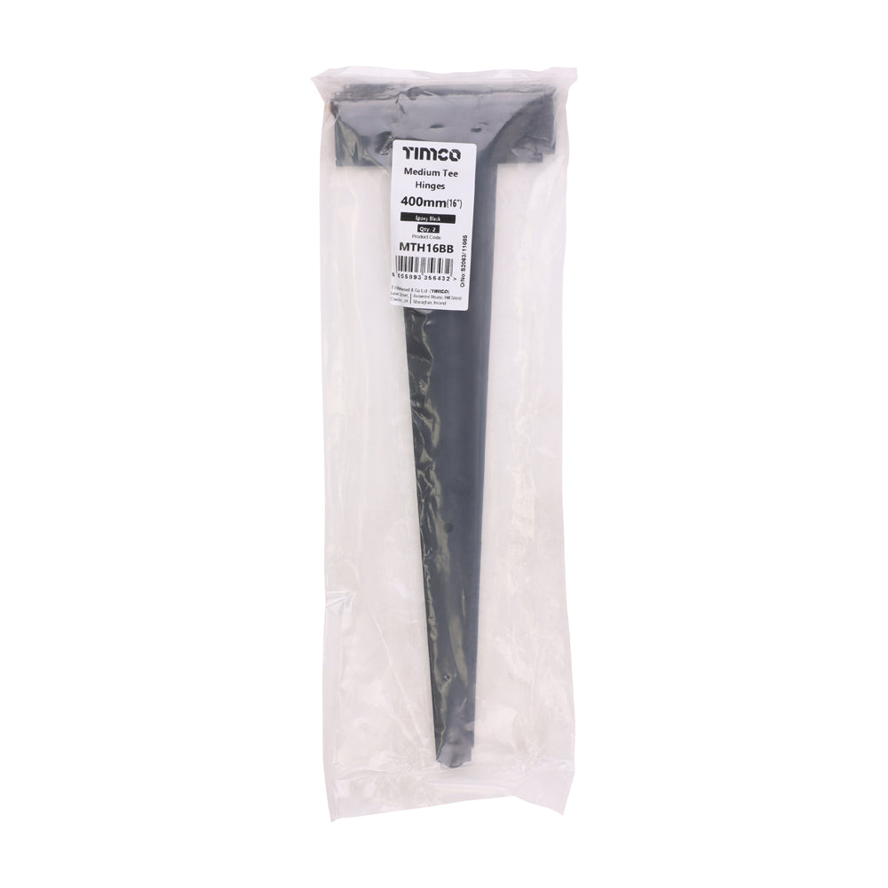 Pair of Medium Tee Hinges - Black | 16" | Bag | 1 Pairs | MTH16BB additional image 2