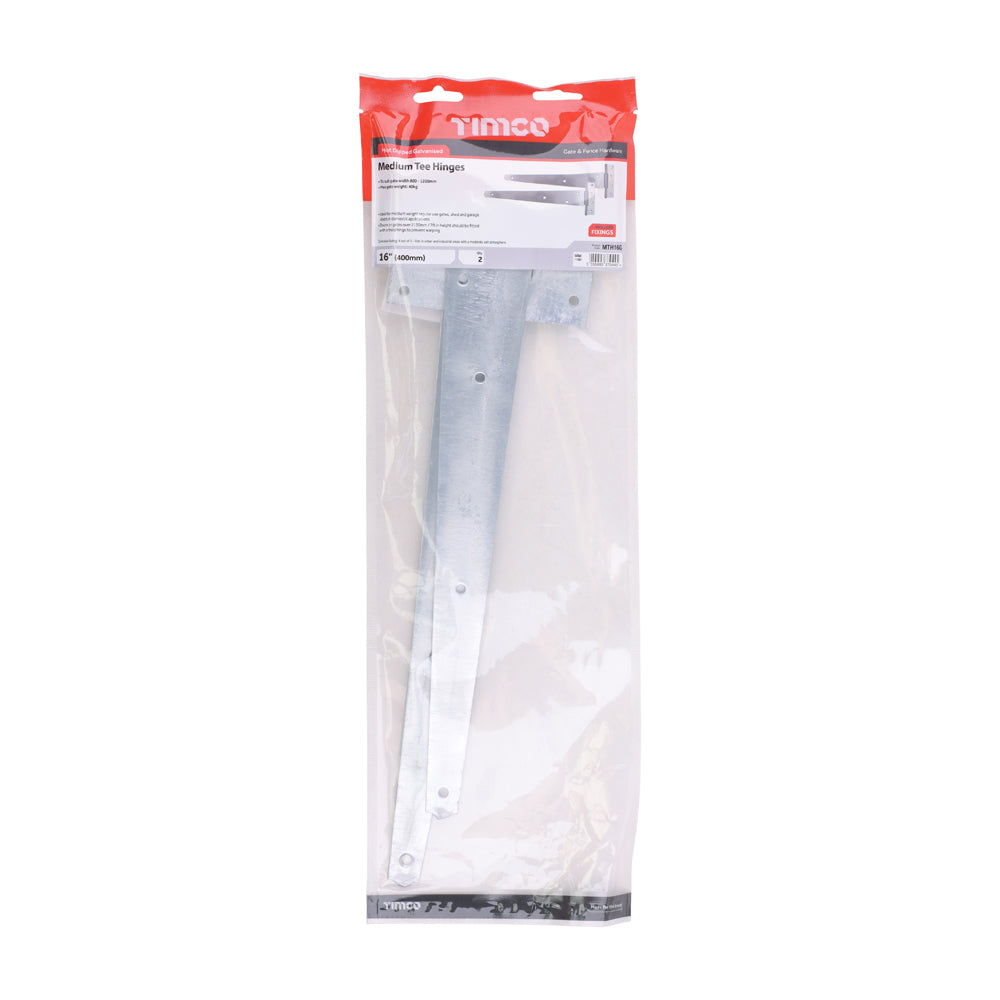 Pair of Medium Tee Hinges - Hot Dipped Galvanised | 16" | Bag | 1 Pairs | MTH16G additional image 2