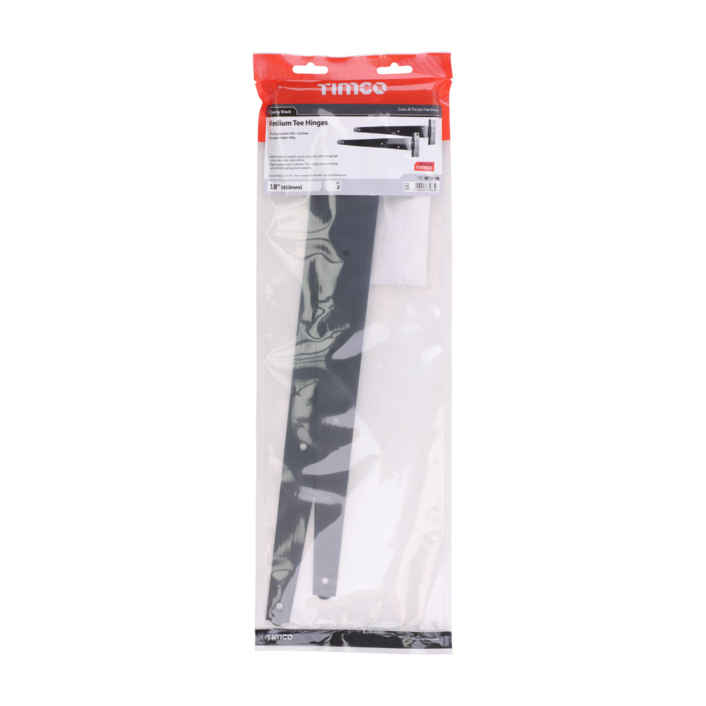 Pair of Medium Tee Hinges - Black | 18" | Bag | 1 Pairs | MTH18B additional image 2