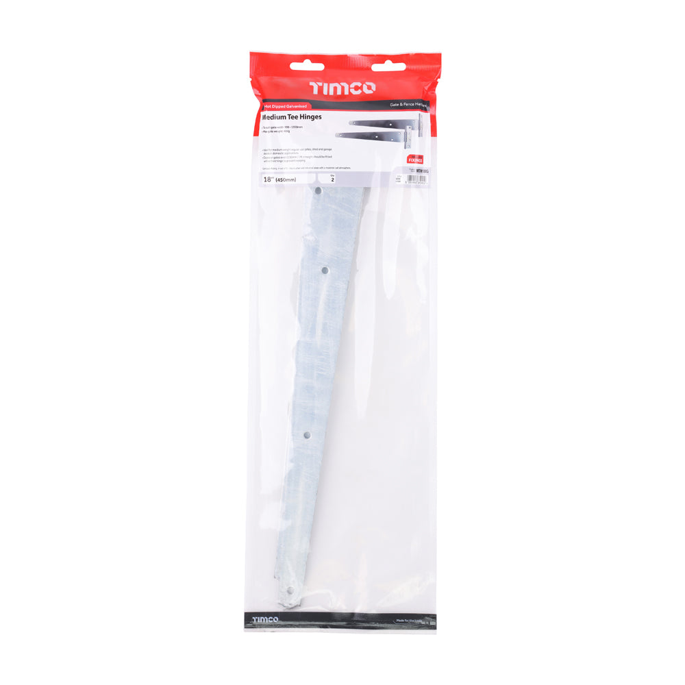 Pair of Medium Tee Hinges - Hot Dipped Galvanised | 18" | Bag | 1 Pairs | MTH18G additional image 2