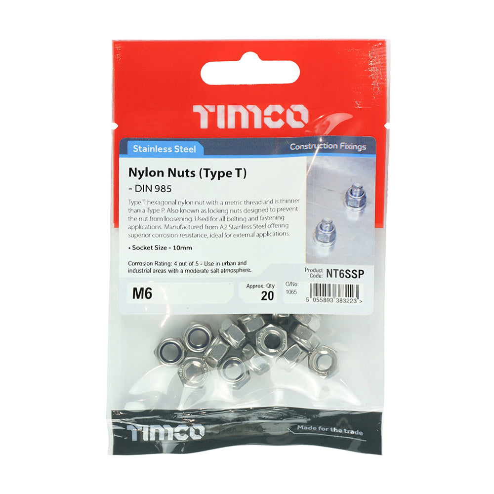 Nylon Nuts - Type T - Stainless Steel | M6 additional image 2