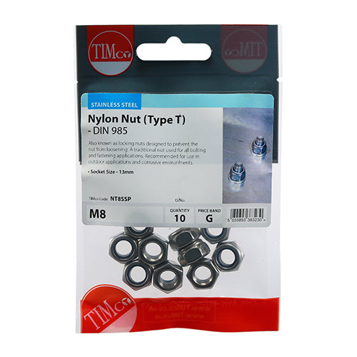 Nylon Nuts - Type T - Stainless Steel | M8 additional image 2