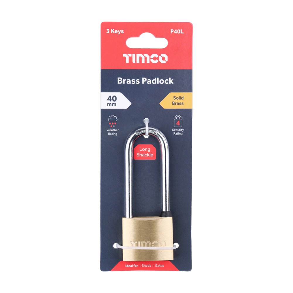 Brass Padlock Long Shackle | 40mm additional image 2