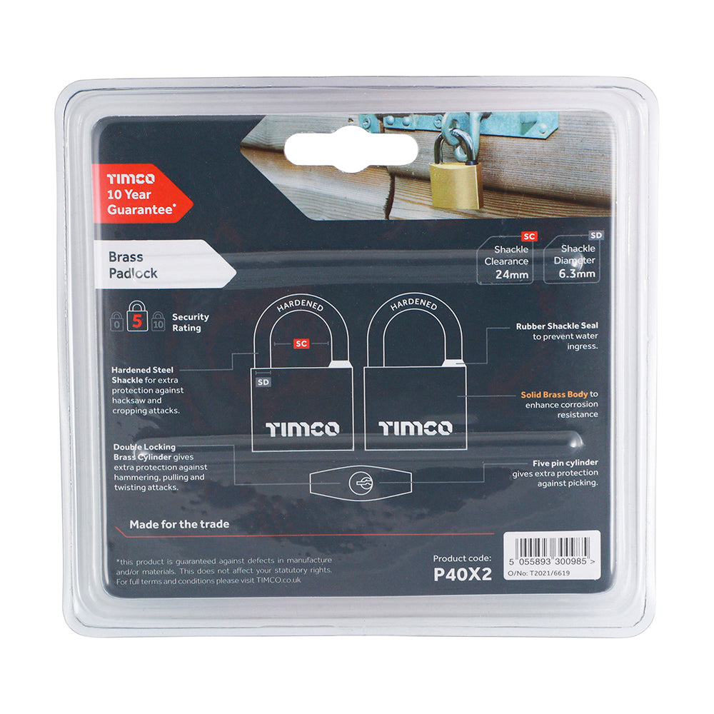 Brass Padlock | 40mm | Pack additional image 3