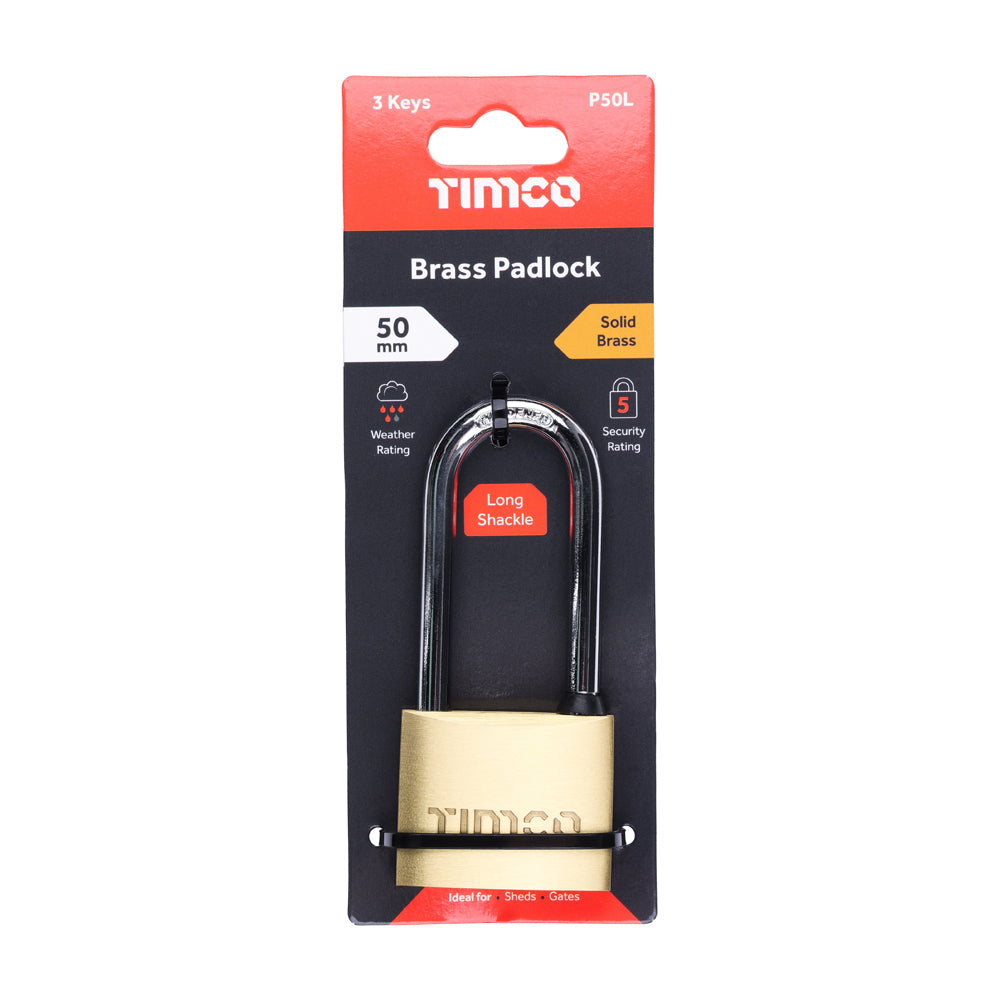Brass Padlock Long Shackle | 50mm additional image 2