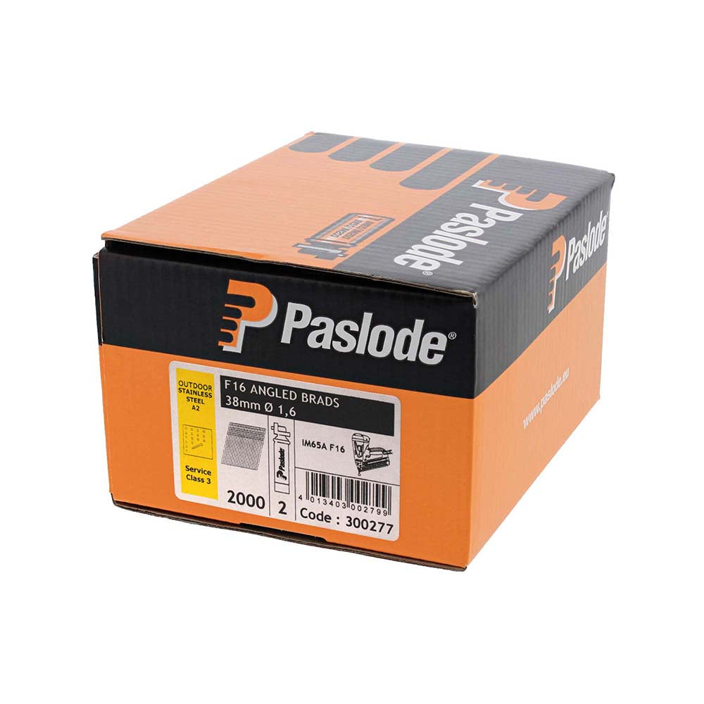 Paslode IM65A Brads & Fuel Cells Pack - Angled - Stainless Steel - 300277 | 16g x 38/2BFC additional image 2