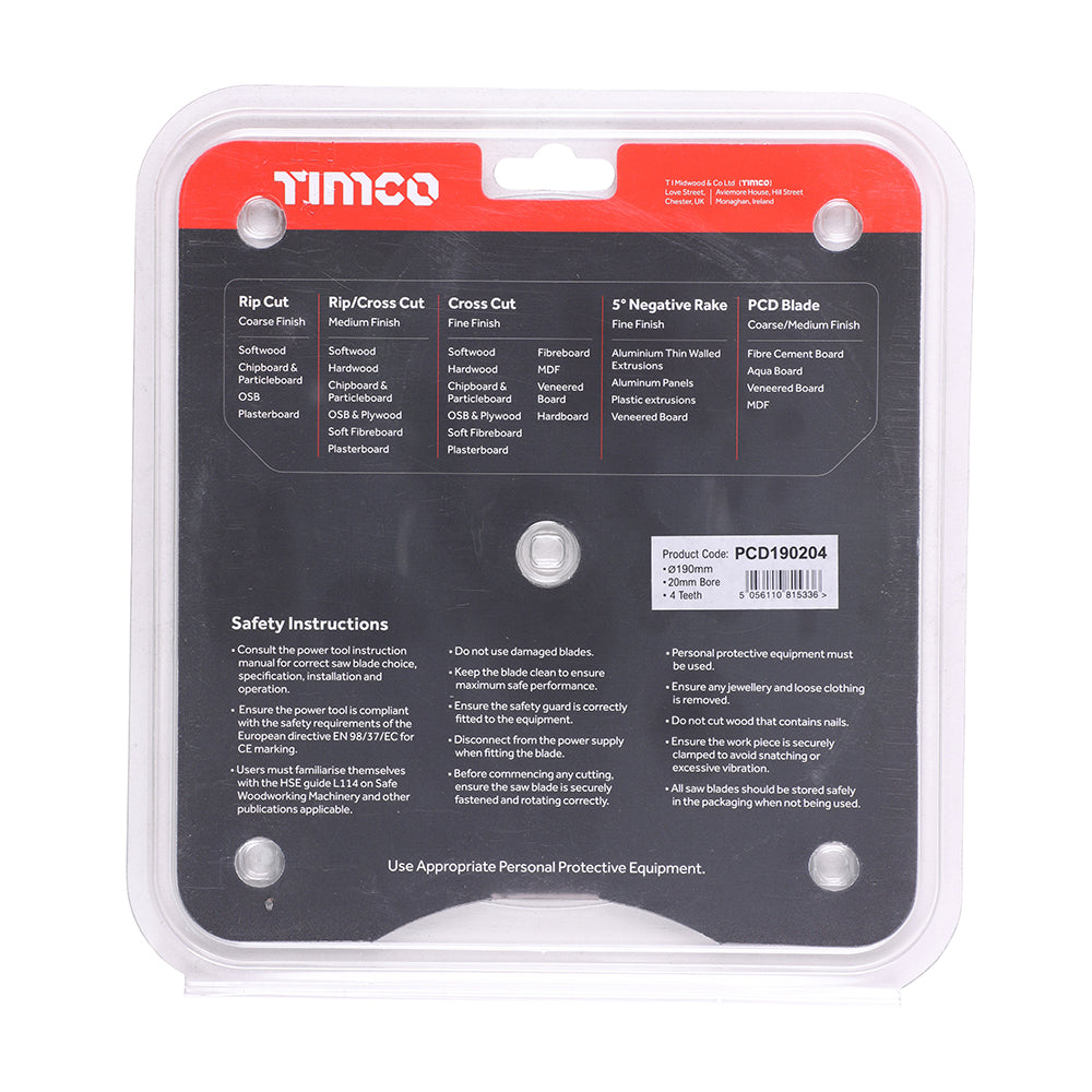 PCD Fibre Cement Saw Blade | 190 x 20 x 4T additional image 3