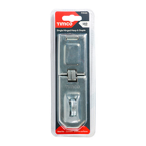Single Hinged Hasp & Staple - Zinc | 160mm additional image 3