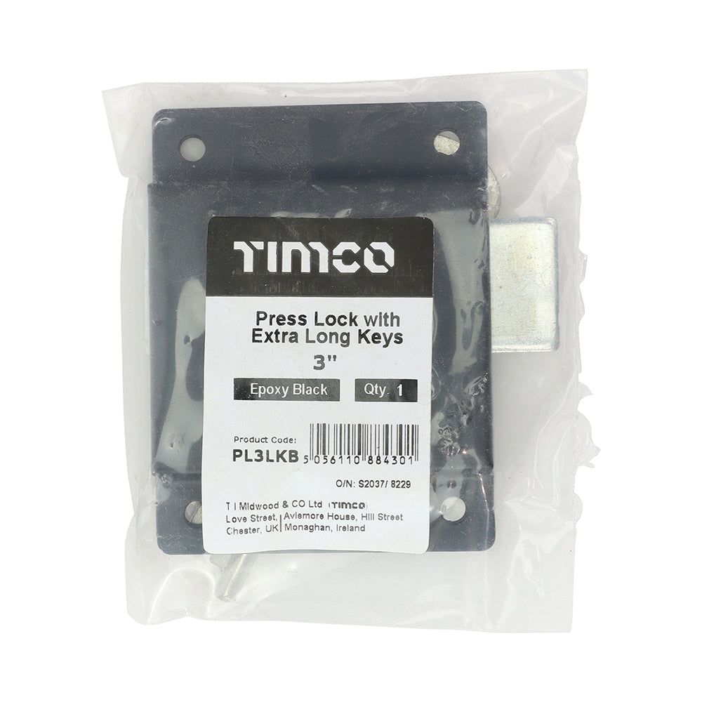 Press Lock with Extra Long Keys - Epoxy Black | 3" additional image 2