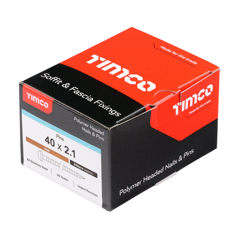 Polymer Headed Pins - A4 Stainless Steel - Oak | 40mm additional image 2