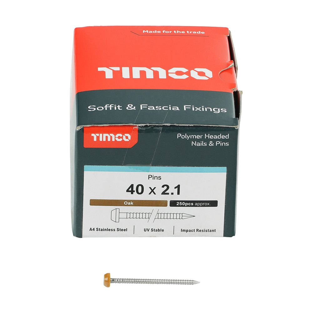 Polymer Headed Pins - A4 Stainless Steel - Oak | 40mm additional image 3