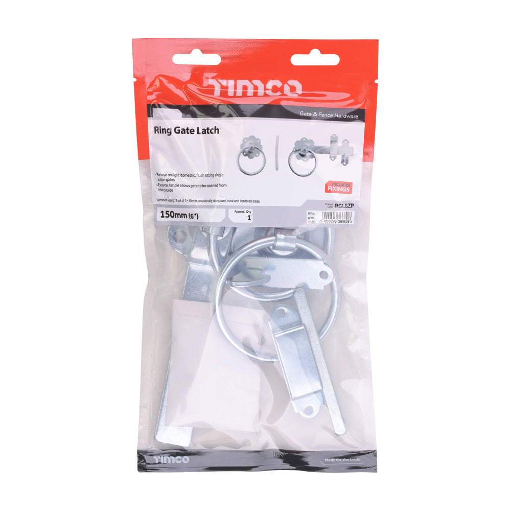Ring Gate Latch - Plain - Zinc | 6" | Bag | 1 Each | RGL6ZP additional image 2