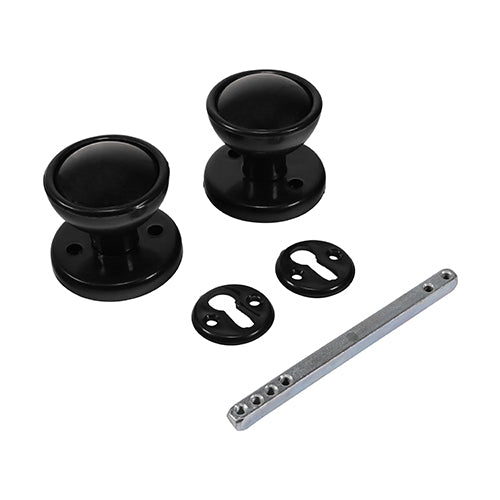 Plastic Rim / Mortice Knob Set - Black | 50mm | Bag | 1 Pairs | RPKSB product image