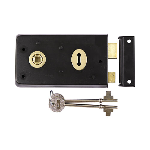 Rim Sash Lock - Inward and Outward Keep - Black | 143 x 83mm | Bag | 1 Each | RSLB product image