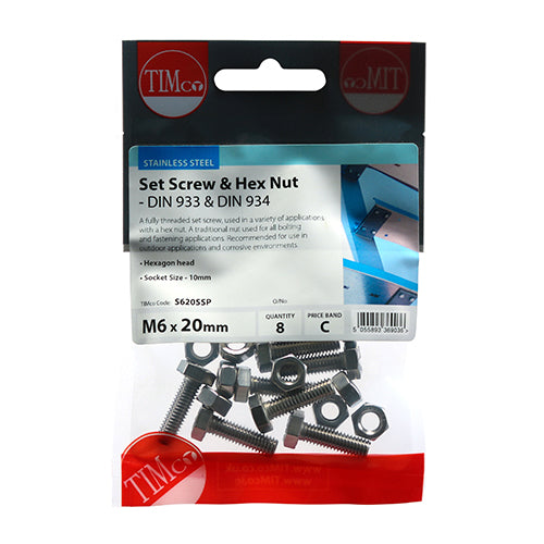Set Screws & Hex Nuts - Stainless Steel | M6 x 20 additional image 2