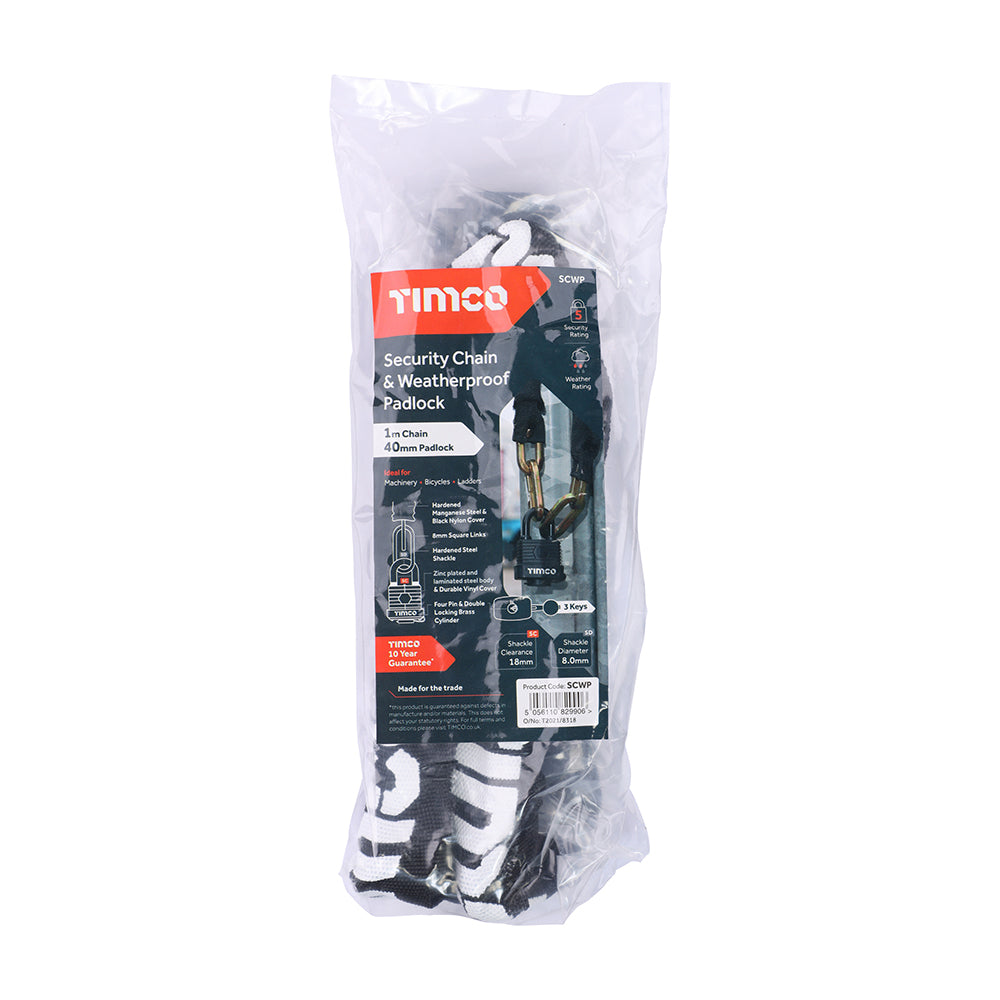 Security Chain & Weatherproof Padlock | 8mm x 1m additional image 2