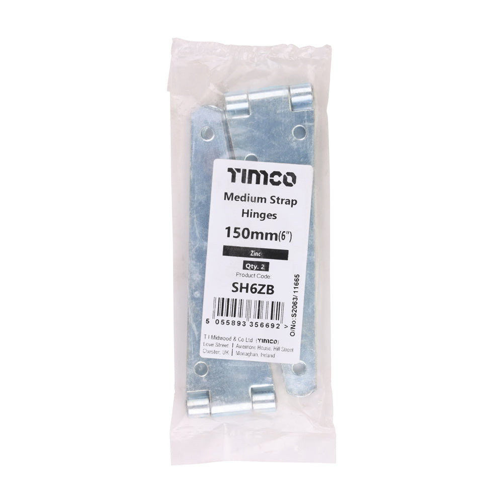 Pair of Medium Strap Tee Hinges - Zinc | 6" additional image 2