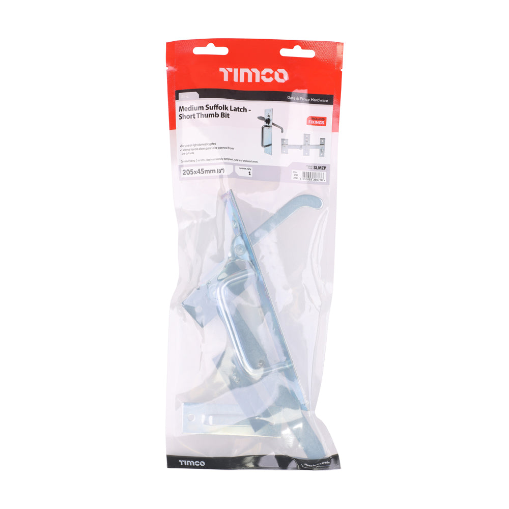 Suffolk Latch - Medium Duty - Zinc | 205 x 45mm | Bag | 1 Each | SLMZP additional image 2