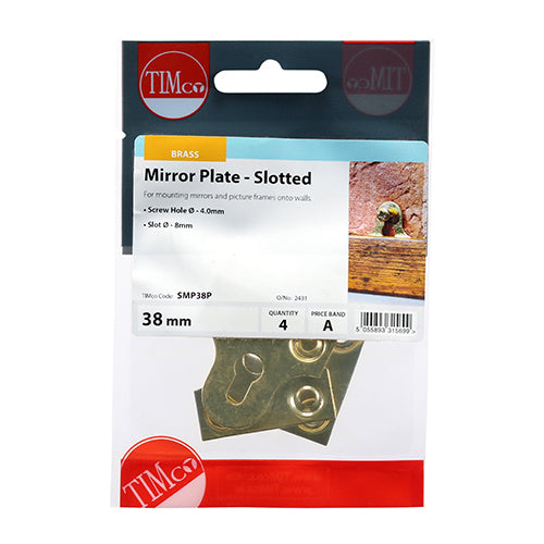 Mirror Plates - Slotted - Electro Brass | 38mm additional image 2