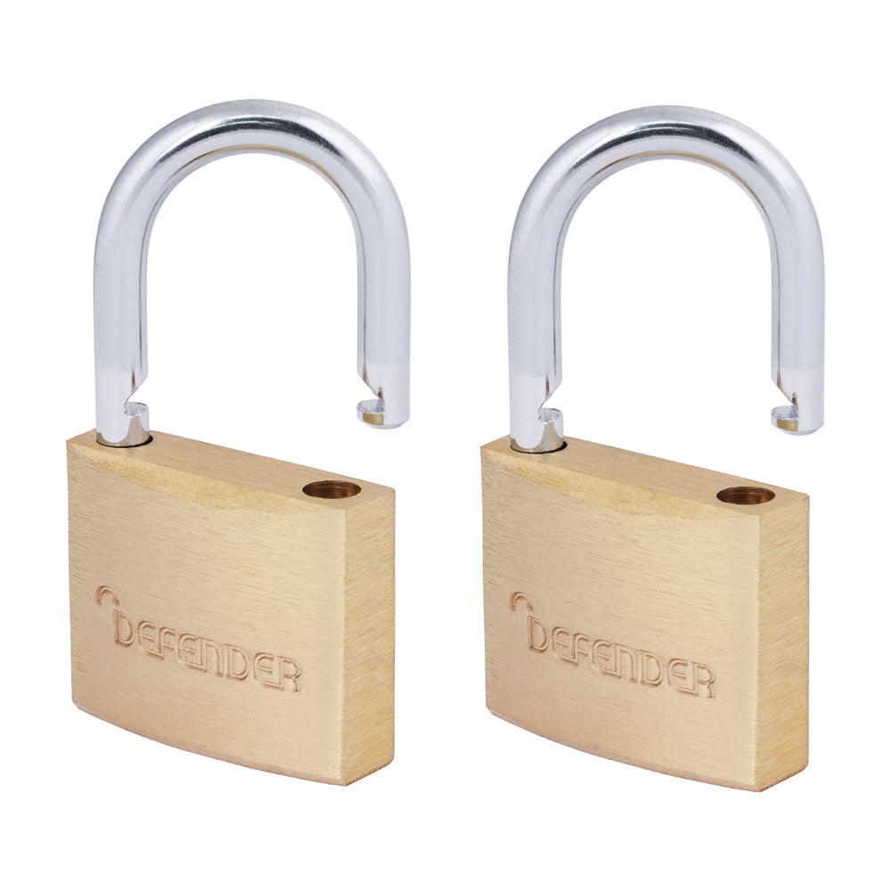 Defender Brass Padlock - Open Shackle - Twin Pack - DFBP4T | 40mm product image