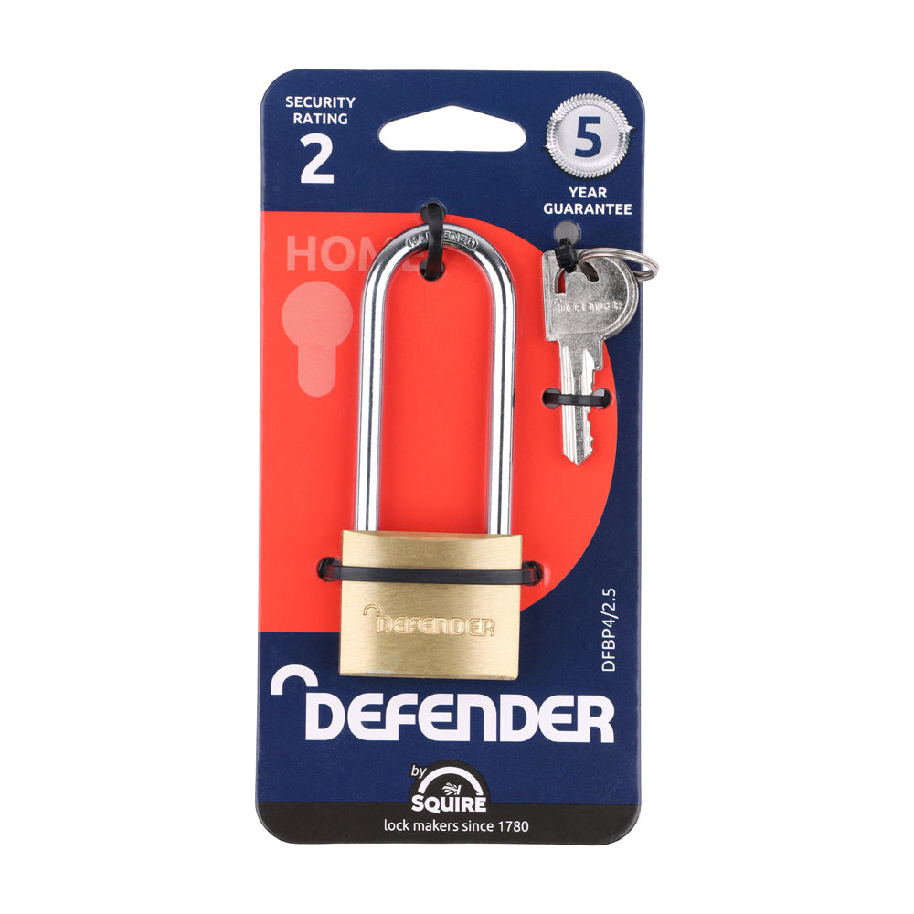 Defender Brass Padlock Padlock - 2.5" Long Shackle - DFBP4/2.5 | 40mm additional image 2